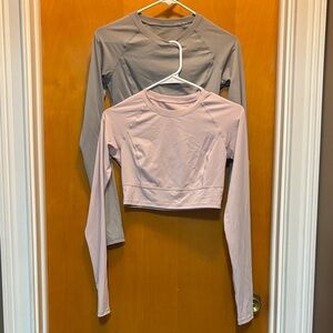 Pair of HALARA Long Sleeve Crop Tops - Pink and Gray New without tags